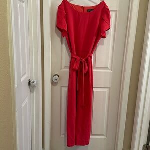 Jessica Howard Fuchsia Short-Sleeve Belted Jumpsuit